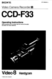 Sony CCD-F33 Primary User Manual