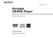 Sony DVP FX810 Operating Instructions