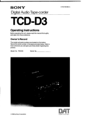 Sony TCD-D3 Primary User Manual