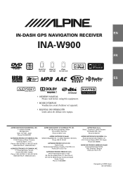 Alpine INA-W900BT Owner's Manual (French)
