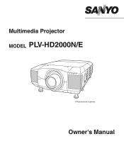 Sanyo HD2000 Instruction Manual, PLV-HD2000