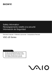 Sony VGC-JS430F/S Safety Information