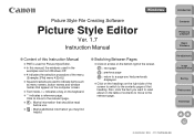 Canon EOS 20Da Picture Style Editor 1.7 for Windows Instruction Manual