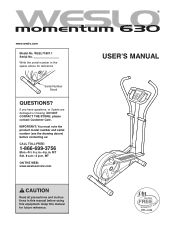 Weslo Momentum 630 Elliptical English Manual