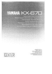 Yamaha KX-670 Owner's Manual
