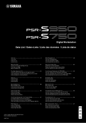 Yamaha PSR-S950 Data List