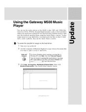 Gateway M500 Using the Gateway M500 Music Player