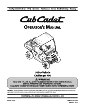 Cub Cadet Challenger 400LX Operation Manual