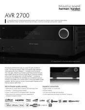 Harman Kardon AVR 2700 Spec Sheet