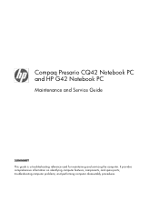 HP G42-100 Compaq Presario CQ42 Notebook PC and HP G42 Notebook PC - Maintenance and Service Guide