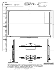 Sony KDL-46EX600 Dimensions Diagram