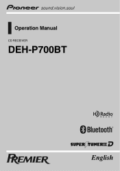 Pioneer DEH-P700BT Owner's Manual