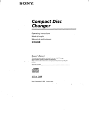 Sony CDX-705 Operating Instructions  (primary manual)