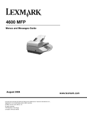 Lexmark 4600 C77x - Menus and Messages Guide
