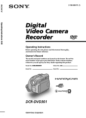 Sony DCR DVD301 Operating Instructions