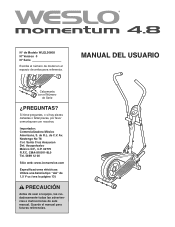 Weslo Momentum 4.8 Elliptical Spanish Manual