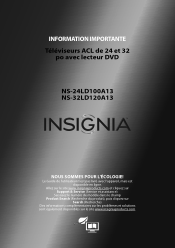 Insignia NS-24LD100A13 Important Information (French)