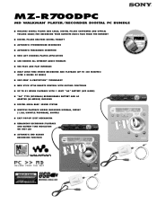 Sony MZ-R700DPC Marketing Specifications