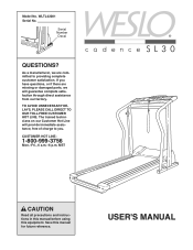 Weslo Cadence Sl30 Treadmill English Manual