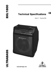 Behringer ULTRABASS BXL1800 Specifications Sheet