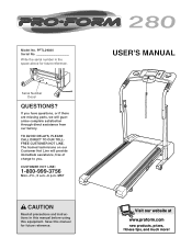 ProForm 280 Treadmill English Manual