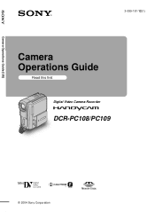 Sony DCR-PC109 Camera Operations Guide