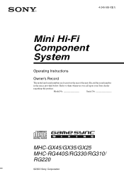 Sony MHC-GX45 Operating Instructions