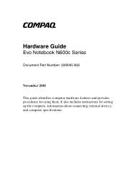 HP Evo n600c Hardware Guide Evo Notebook N600c Series