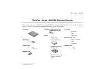 Lenovo ThinkPad i Series 1500 Shipping Checklist: ThinkPad i Series 1400 and 1500 (Machine Type 2621)