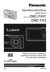 Panasonic DMC-FX3S Digital Still Camera-english/spanish