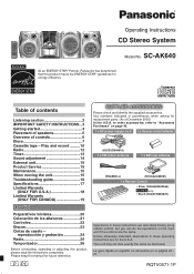 Panasonic SC-AK640S SAAK640 User Guide