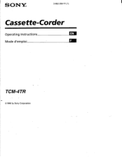 Sony TCM-4TR Operating Instructions  (primary manual)