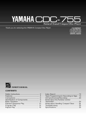 Yamaha CDC-755 Owner's Manual
