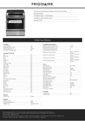Frigidaire FCFI3083AS Product Specifications Sheet
