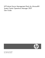 HP Rx2620-2 HP ProLiant Server Management Packs for Microsoft System Center Operations Manager 2007 User Guide