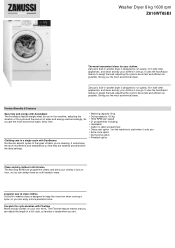 Zanussi Z816WT85BI Specification Sheet