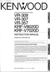 Kenwood VR 309 Instruction Manual