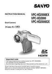 Sanyo VPC-HD2000 Instruction Manual, VPC-HD2000EX