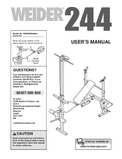 Weider 244 Bench Uk Manual