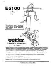 Weider E5100 B Owners Manual