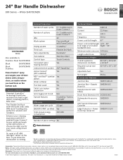 Bosch SHX78CM2N Product Specification Sheet