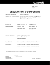 Garmin GPSMAP 6012 ML Declaration of Conformity