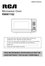 RCA RMW1182 English Manual