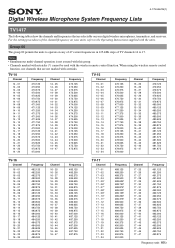 Sony DWM02/14 Technical Chart (DWX Frequency List)