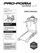 ProForm 650 Lt Treadmill English Manual