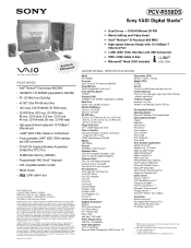 Sony PCV-R558DS Marketing Specifications