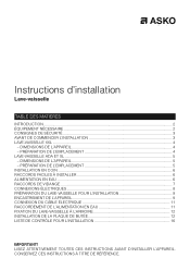 Asko D5636XLHS/TH Installation instructions FR