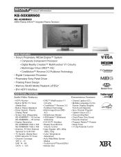 Sony KE-42XBR900 Marketing Specifications