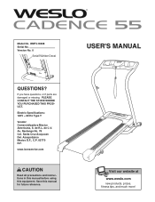 Weslo Cadence 55 Treadmill English Manual