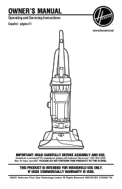 Hoover WindTunnel 3 High Performance Pet Upright Vacuum Product Manual